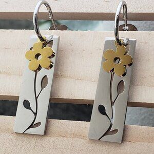 Stainless steel Floral Hypoallergenic hoop earrings 12mm/15mm/20mm